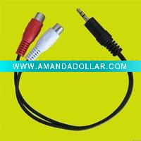 3.5mm stereo plug to 2RCA jacks cable