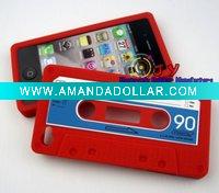 Wholesale Cassette tape design silicone skin case for iphone4g