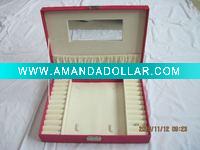 Wholesale HOT!!! PU leather Jewelry box with mirror inside