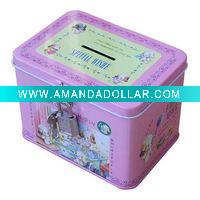 Wholesale Metal tin coin bank with lock