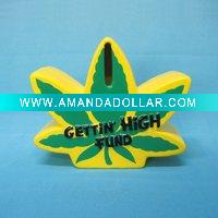 Wholesale M6030 fun funds ceramic coin box maple leaf shape