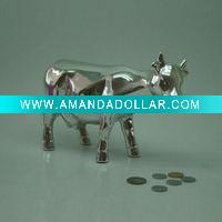 electroplated cow shape saving bank
