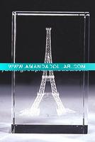 Wholesale Eifel tower crystal gift 3d laser etched crystal