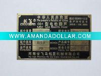 Wholesale metal equipment nameplate