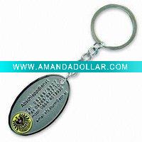 Wholesale Metal Keychain with Offset or Silkscreen Printing, Available in Different Standard Fittings