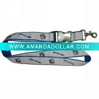 Polyester lanyard plastic buckle and metal J hook with silkscreen printing