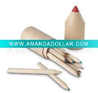 Wholesale 3.5inch 12pcs natural wooden colored pencils with paper tube set