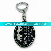 Wholesale Metal Keychain with Offset/Silkscreen Printing and Epoxy Cover, Customized Designs are Accepted