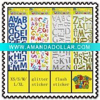 alphabet SGS puffy flash glitter sticker