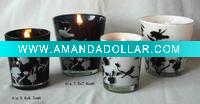 black & white glass candle holder