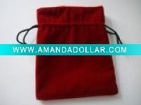 Velvet jewelry pouch with drawstring cord for closure