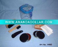 Wholesale 7 pcs blue zipper bag Shoe Shine Kit with pvc pouch