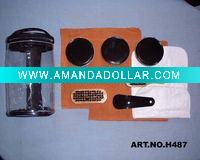 Wholesale 8 pcs black zipper bag shoe shine set with pvc pouch