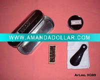 Wholesale 4 pcs shoe shine kit with aluminum case