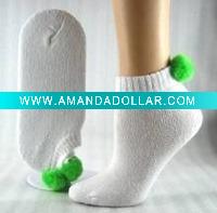 Pom pom fashion young girl 100 cotton sock