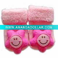Wholesale baby rattle 3D with socks flower application on it