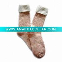 Wholesale women 84N double cylinder jaquard wool socks with knickerbocker yarn