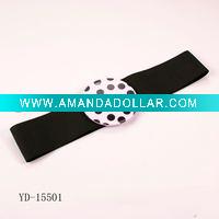 Wholesale Elegant Elastic Women's Belt W/Round Resin Buckle