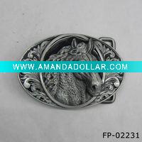 Wholesale Western fashion buckle of pewter finish horse head