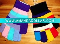 Wholesale Knitted acrylic multicolor stripe winter glove