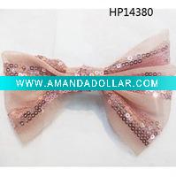 glitter pink bow metal hair clips
