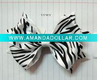 Wholesale zebra print ribbons and bows hair accessories for women
