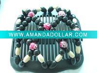 Wholesale wooden hair clip with color rose beads
