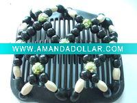 Wholesale magic hair comb with color rose beads