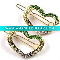 Wholesale 2011 newest fashion alloy heart rhinestone hair clip