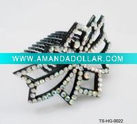 Wholesale FASHION WOMEN' S 8 CM HAIR GRIPS W/PLASTIC STONES IN BLACK