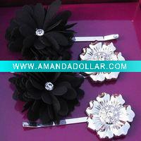 Wholesale Lady cloth black and gold folwer hair pin