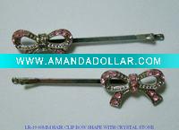 Wholesale hair clip bow shape with crystal decoration