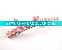 Wholesale New Barrette Hair Clips Acryl Bead Pink