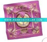 Wholesale Pink silk scarf with full printing for promotion