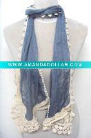 blue lace trim scarf