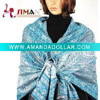 muslim silver metalic thread shawl