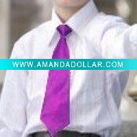 Wholesale fashion style solid color dyed satin zipper necktie