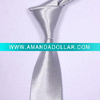BOY'S Solid SILVER GREY Neck Wear tie