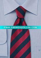 Wholesale navy and cherry striped stock tie