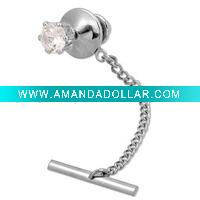 Crystal Tie Tack Tie Chain