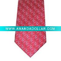 Wholesale fashion design men's red striped printed silk necktie