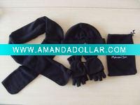 Wholesale polar fleece hat scarf gloves set
