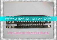 Wholesale DIY Hand-made fashion Stud Punk PU Bracelet metal Bracelet