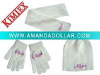 Wholesale Pure White Knitted Hat,Scarf,Glove Set For Winter