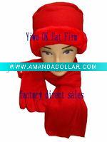 Wholesale Fashion polar fleece 3pcs set hat scarf glove