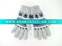 Wholesale Grey winter jacquard knitted gloves