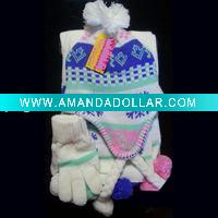 Wholesale knitted hat scarf and glove