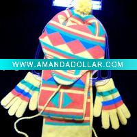 Wholesale knitted long beanie hat and scarf