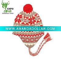 Wholesale Jacquard knitted hat with ear flaps