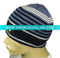 Wholesale 100% Acrylic Men's Fashion Colorful Stripes Knitted Beanie Cap Hat-Various Colors